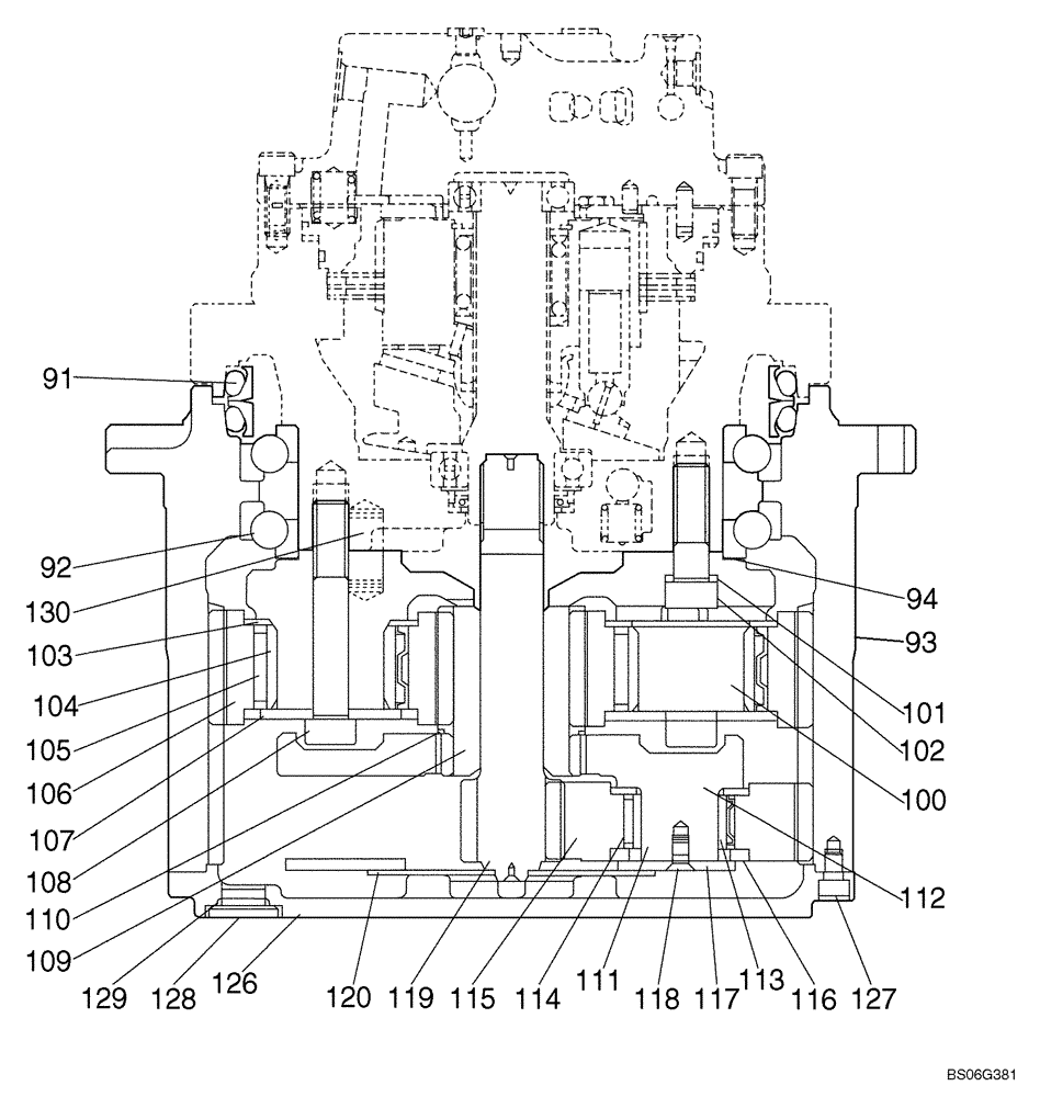 Схема запчастей Case CX240LR - (06-02A) - MOTOR ASSY - GEAR ASSY, REDUCTION (06) - POWER TRAIN