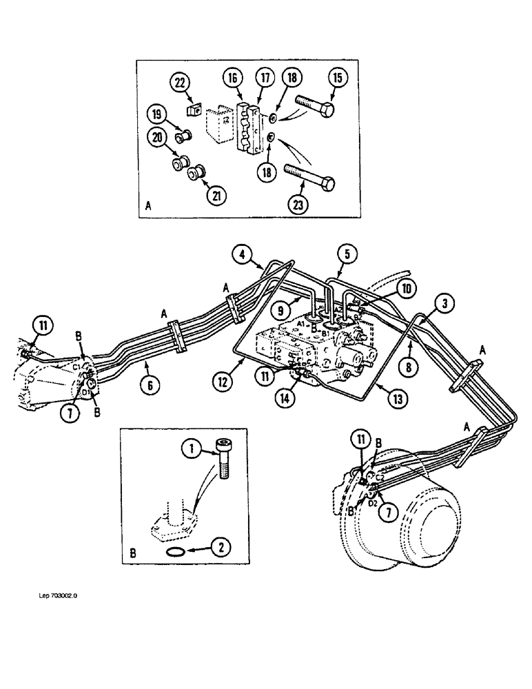 Схема запчастей Case 1088 - (7-10) - TRACK DRIVE AND BRAKE HYDRAULIC LINES (07) - BRAKES