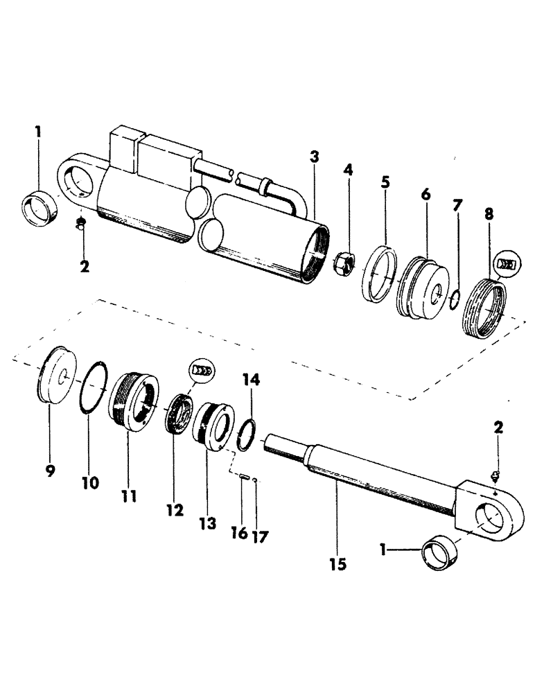 Схема запчастей Case 40BLC - (211) - SHEAR ARM CYLINDER, (6.25" ID X 15.00" STROKE), (USED WITH 16" FELLER BUNCHER) (07) - HYDRAULIC SYSTEM
