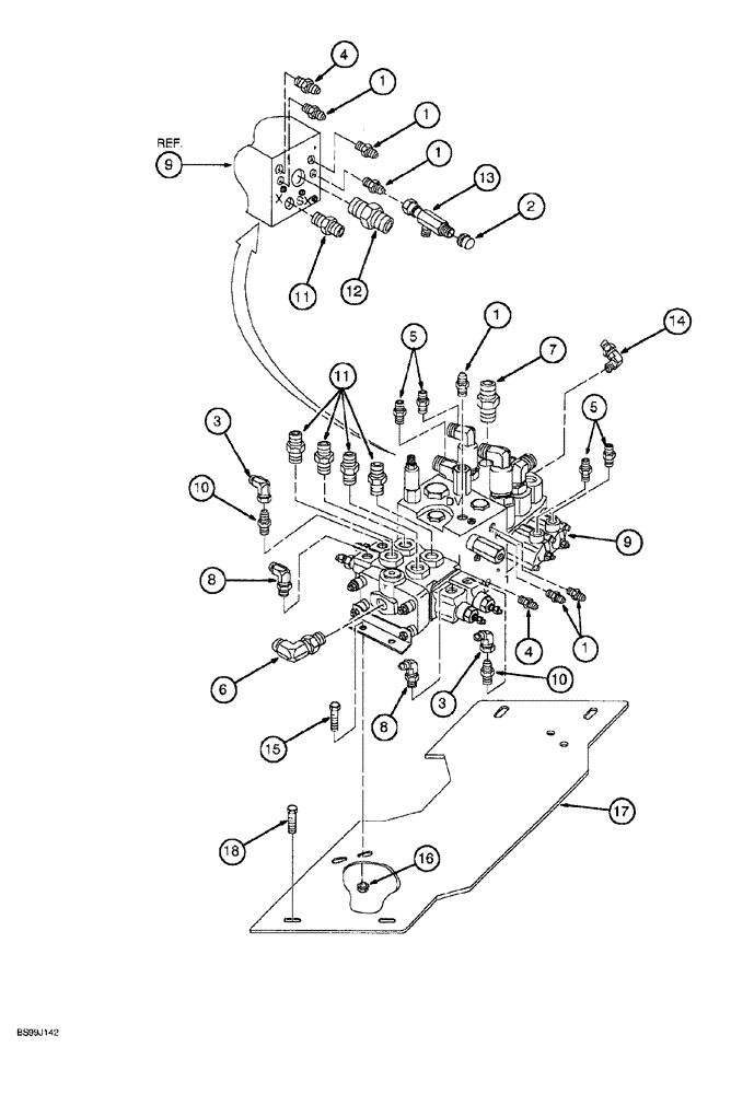 Схема запчастей Case 689G - (08-12) - CONTROL VALVE MOUNTING AND FITTINGS (08) - HYDRAULICS