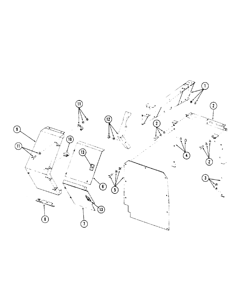 Схема запчастей Case 120 - (091) - TURNTABLE SHROUDING AND ATTACHING PARTS, FRONT (90) - PLATFORM, CAB, BODYWORK AND DECALS