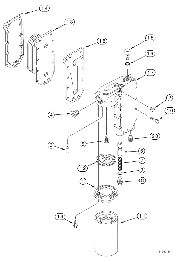 Схема запчастей Case CX330 - (02-12) - FILTER AND COOLER - OIL (02) - ENGINE