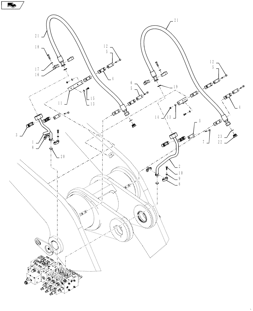 Схема запчастей Case 1021F - (35.140.04) - LINE INSTALLATION, LOADER CONTROLS, ACCESSORY, XR (35) - HYDRAULIC SYSTEMS