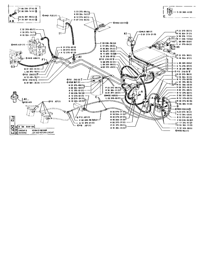 Схема запчастей Case 90BCL - (175) - WARMING TROUGH AND RETURN CIRCUIT (07) - HYDRAULIC SYSTEM
