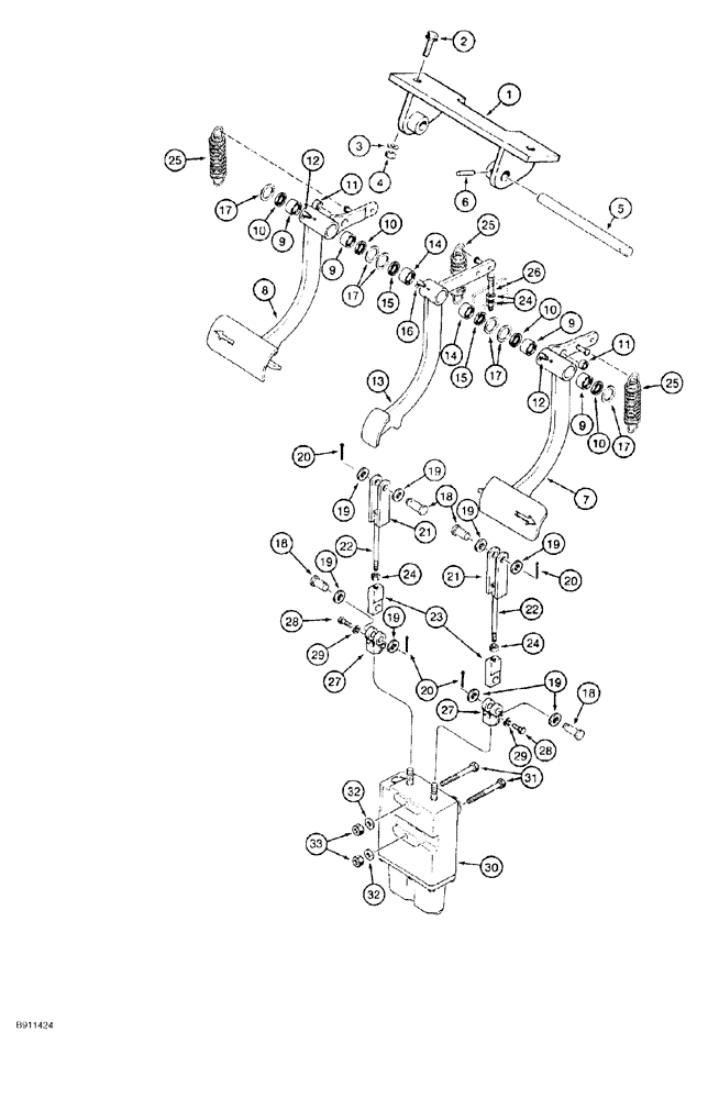 Схема запчастей Case 550G - (7-02) - BRAKE PEDALS AND LINKAGE (05) - UPPERSTRUCTURE CHASSIS