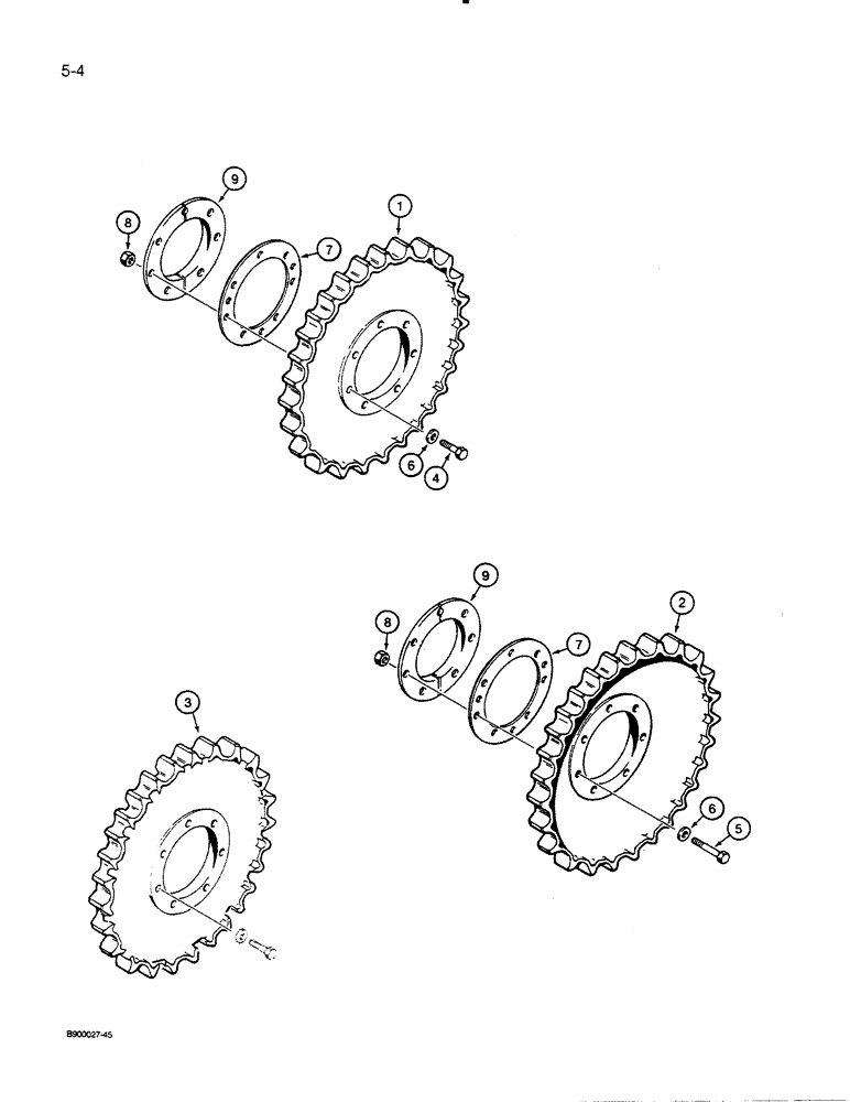 Схема запчастей Case 450C - (5-04) - SPROCKET AND MOUNTING (11) - TRACKS/STEERING
