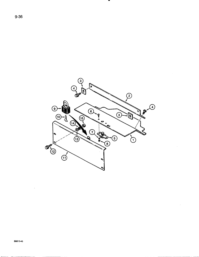Схема запчастей Case 455C - (9-36) - BATTERY COMPARTMENT AND REAR COVER, MODELS WITH A BACKHOE (09) - CHASSIS/ATTACHMENTS