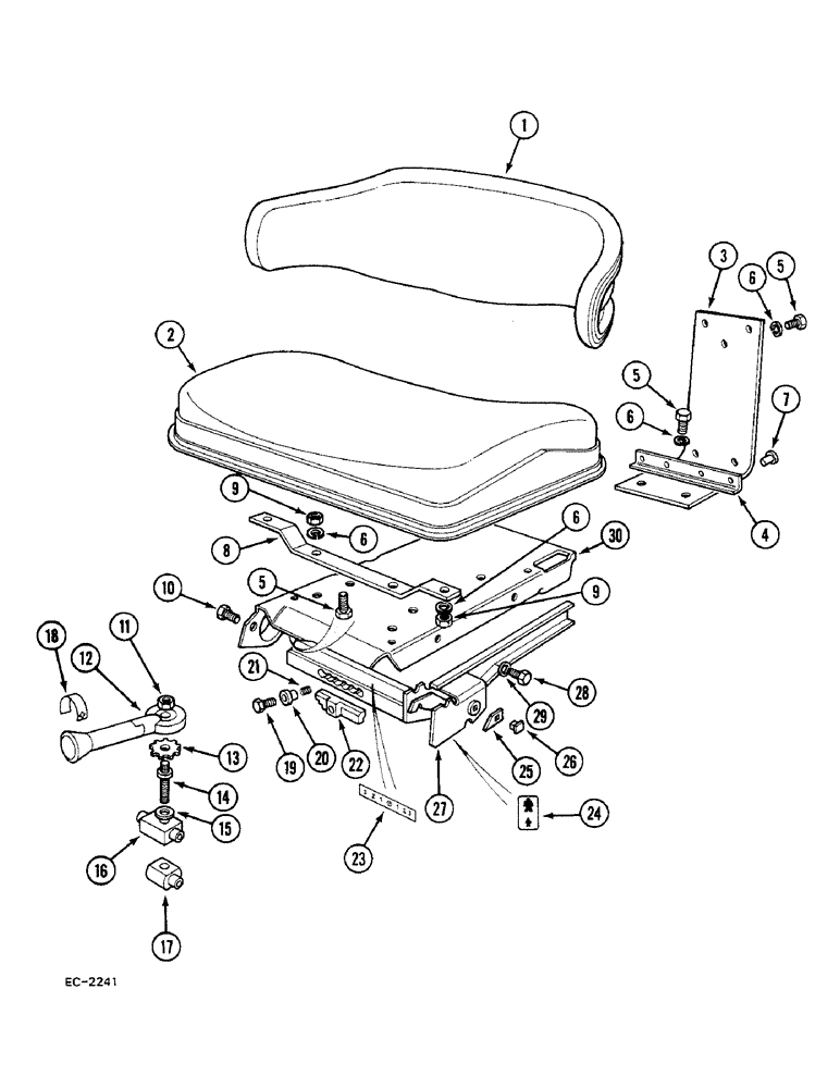 Схема запчастей Case 380B - (9-286) - SUSPENSION SEAT, DELUXE, WITH FORE AND AFT AND HEIGHT ADJUSTMENT, BOSTROM, PVC COVERED (09) - CHASSIS/ATTACHMENTS