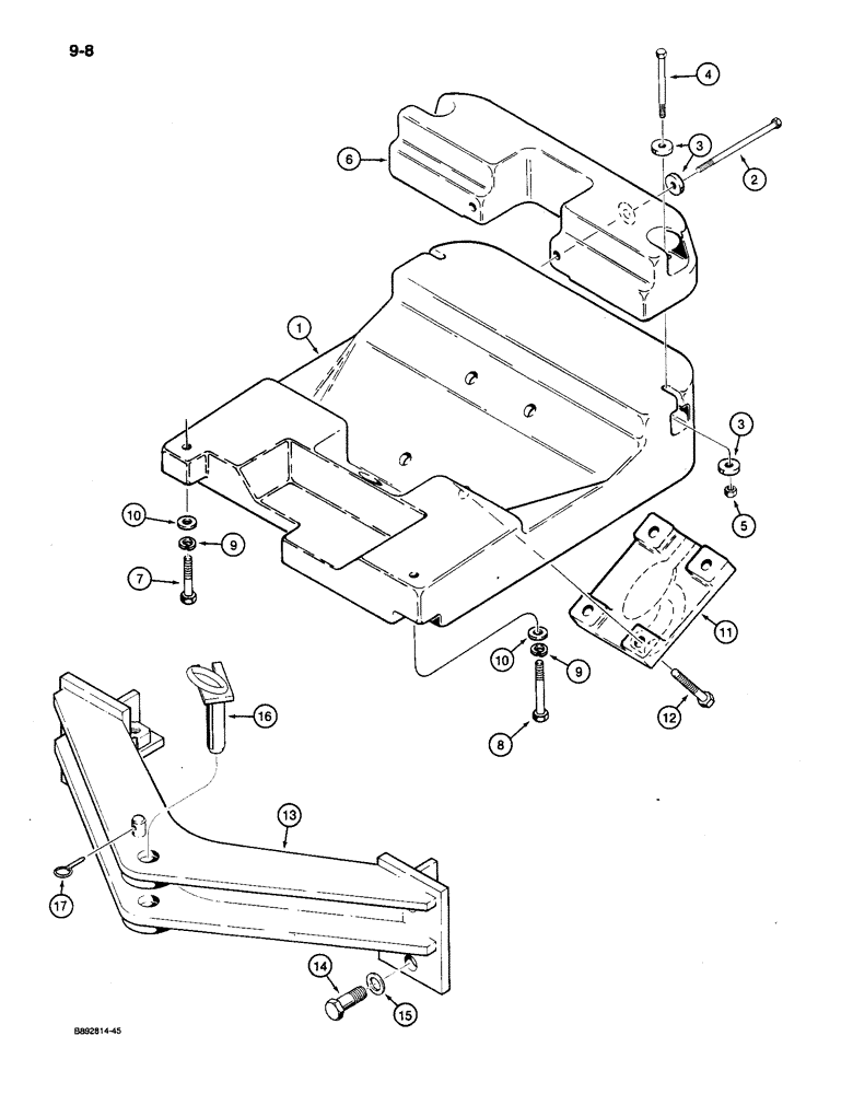Схема запчастей Case 650 - (9-08) - COUNTERWEIGHTS AND DRAWBAR, FRONT COUNTERWEIGHT AND PULL HOOK (09) - CHASSIS/ATTACHMENTS