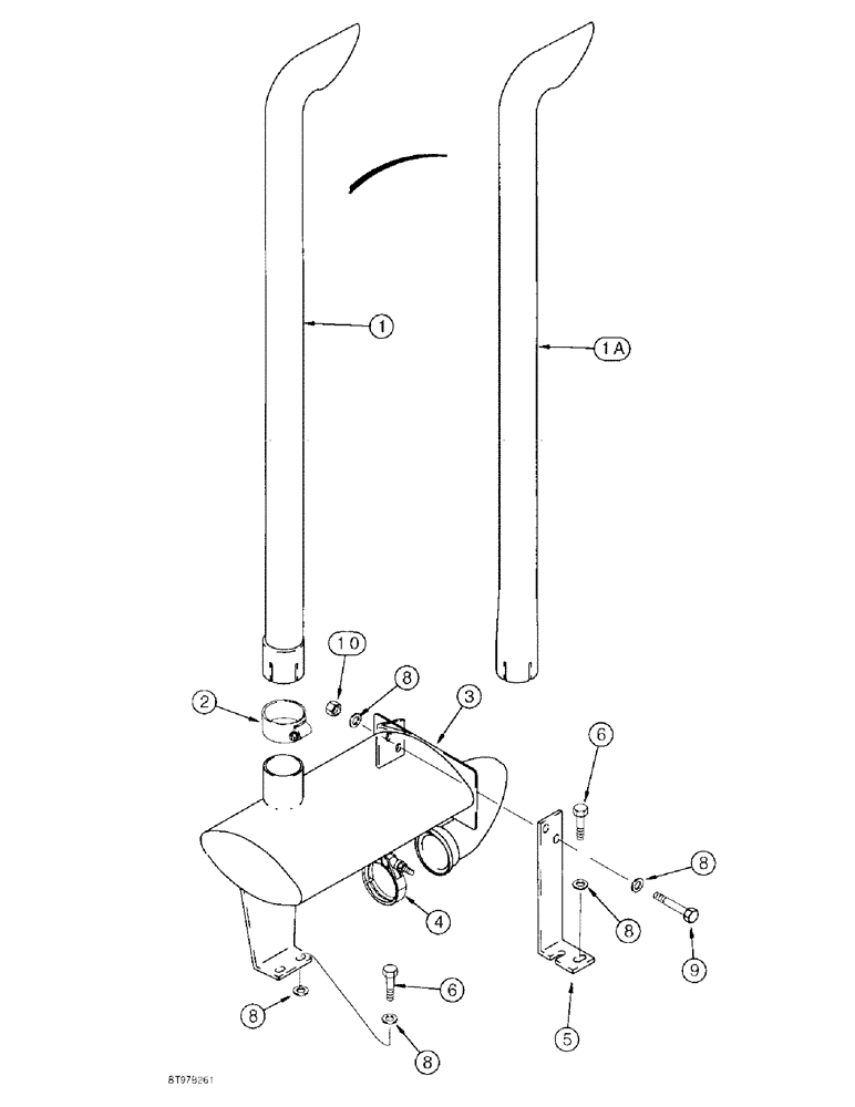Схема запчастей Case 580SL - (2-10) - MUFFLER AND EXHAUST SYSTEM (02) - ENGINE