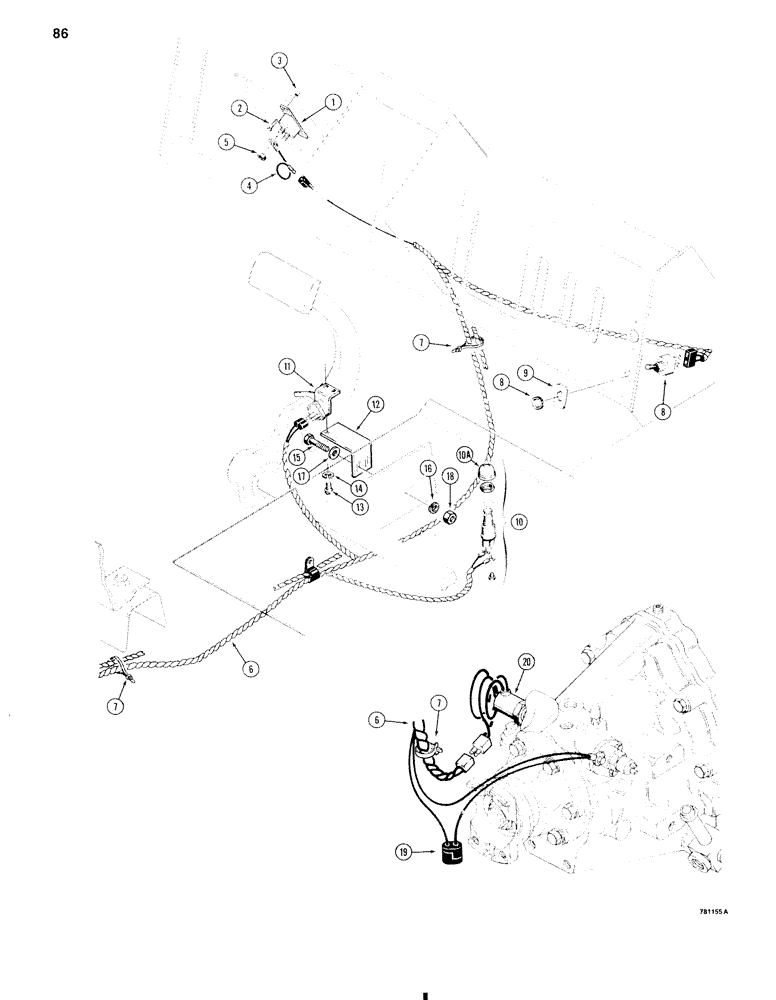 Схема запчастей Case 584C - (086) - POWER SHUTTLE ELECTRICAL CIRCUIT, BEFORE TRACTOR SN 8980051 (55) - ELECTRICAL SYSTEMS