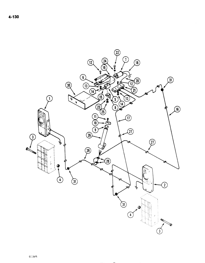 Схема запчастей Case 1825 - (4-130) - ROAD LAMPS, NOT AVAILABLE IN NORTH AMERICA (04) - ELECTRICAL SYSTEMS