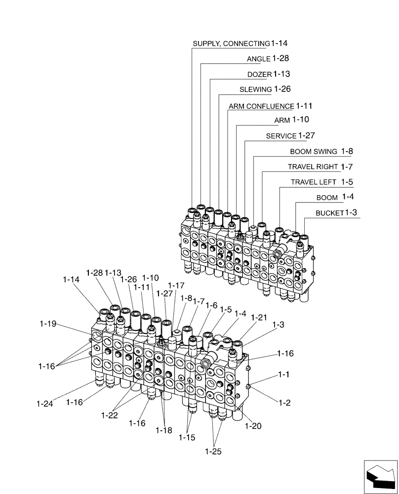 Схема запчастей Case CX50B - (01-024[02]) - VALVE INSTAL, ANGLE DOZER (35) - HYDRAULIC SYSTEMS