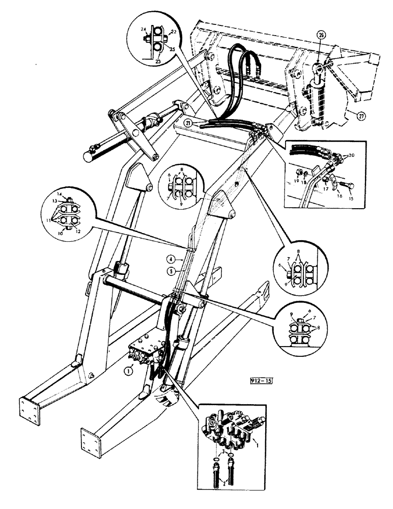 Схема запчастей Case 35 - (024) - HYDRAULIC INSTALLATION, 4-IN-1 BUCKET AND GRAPPLE 
