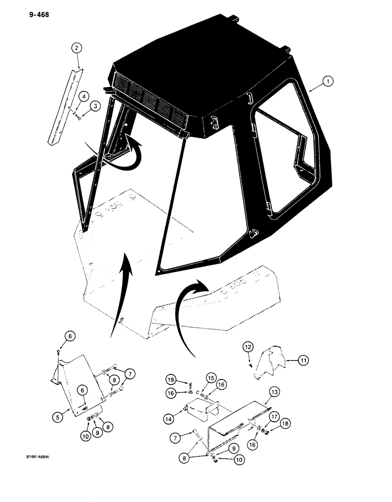 Схема запчастей Case 680K - (9-468) - HEATING AND AIR CONDITIONING LINE COVERS (09) - CHASSIS/ATTACHMENTS