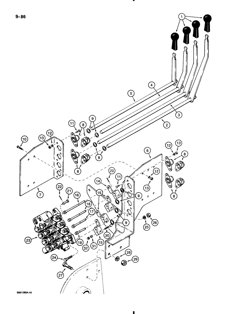 Схема запчастей Case 580K - (9-086) - THREE-POINT HITCH CONTROLS (09) - CHASSIS/ATTACHMENTS