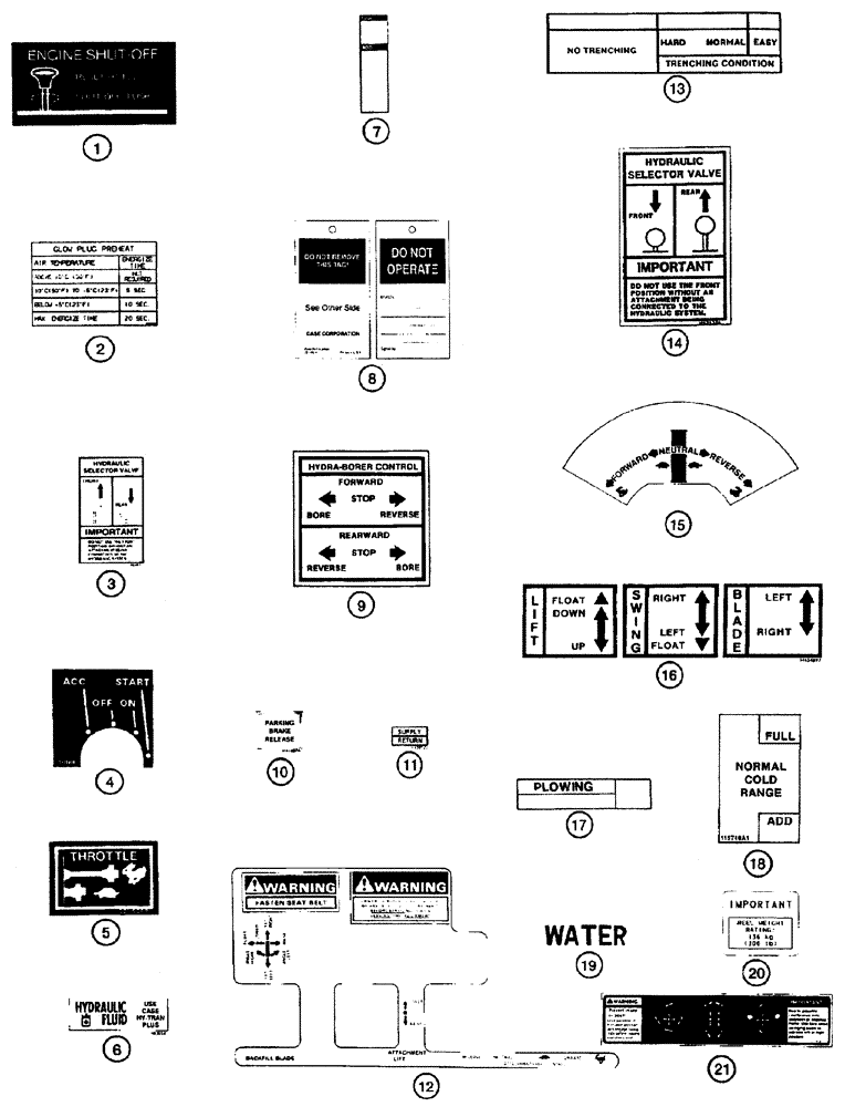 Схема запчастей Case 460 - (9-99D) - DECALS, OPERATIONAL (09) - CHASSIS/ATTACHMENTS
