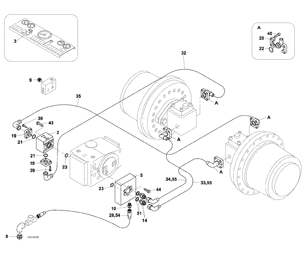 Схема запчастей Case SR20 - (09-001-01[01]) - HYDRAULIC CIRCUIT,BRAKING (5.1) - BRAKES