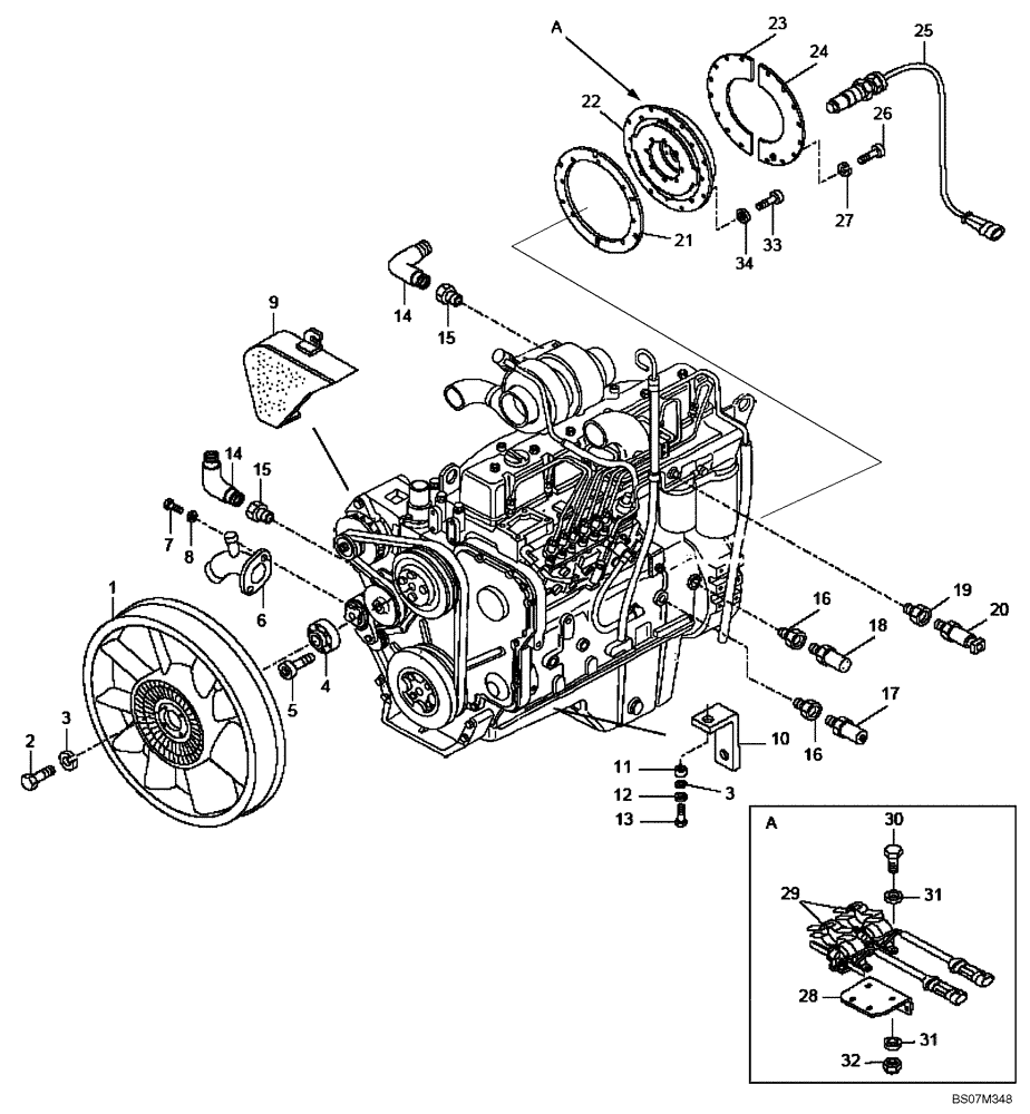 Схема запчастей Case 325 - (0.083/1[01B]) - ENGINE - ACCESSORIES - FAN (87618515) (325 NA / PIN HHD000110 AND AFTER) (01) - ENGINE