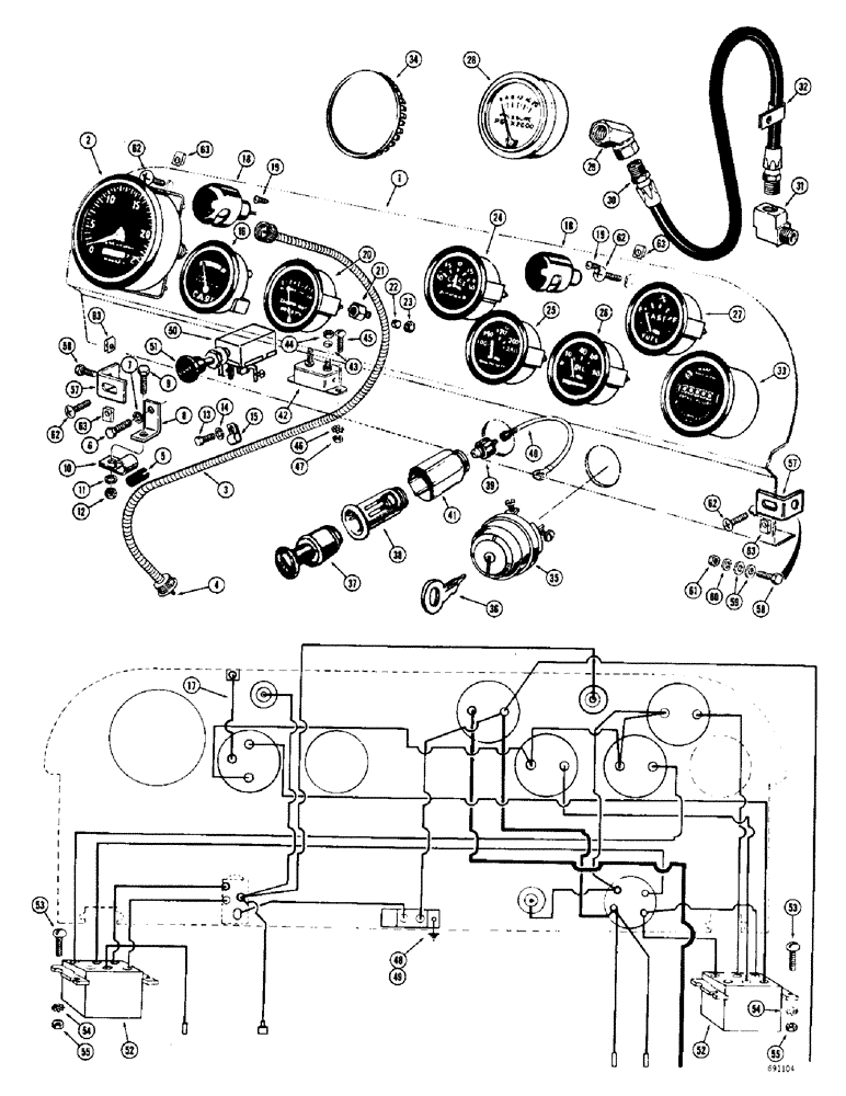 Схема запчастей Case W8C - (080) - INSTRUMENT PANEL AND GAUGES, GAS ENGINE (04) - ELECTRICAL SYSTEMS