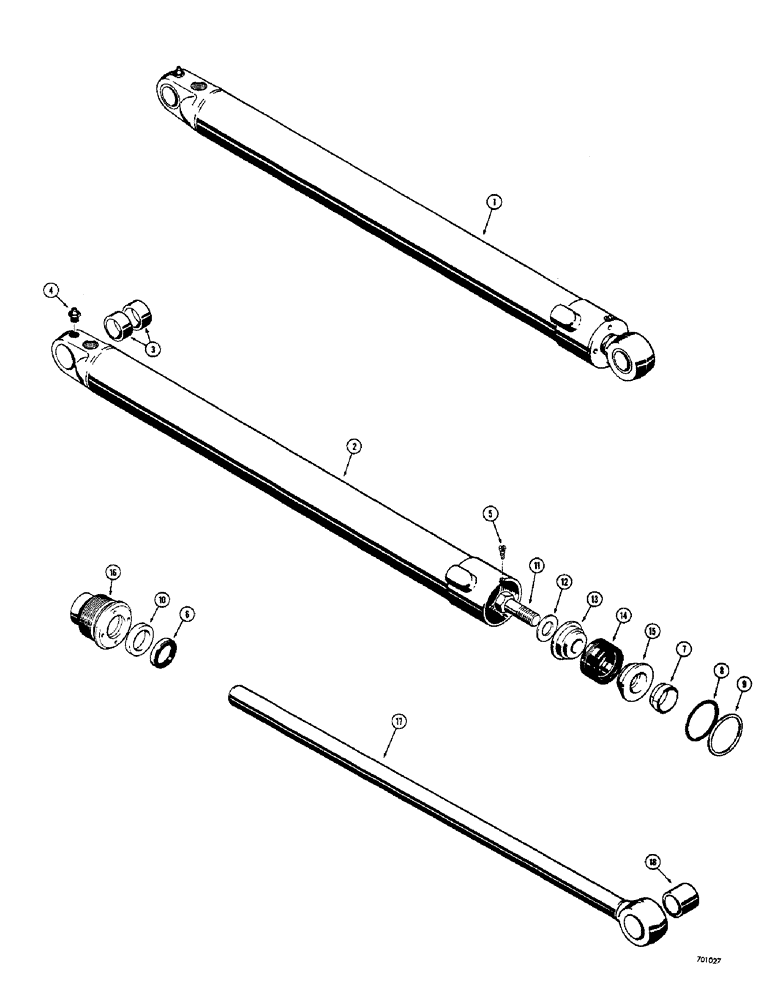 Схема запчастей Case 33S - (260) - LOADER LIFT CYLINDERS, CYLINDER WITH U-TYPE PRESS-IN OUTER ROD WIPER 