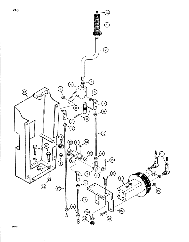 Схема запчастей Case 1280B - (246) - HAND LEVER CONTROLS (09) - CHASSIS/ATTACHMENTS