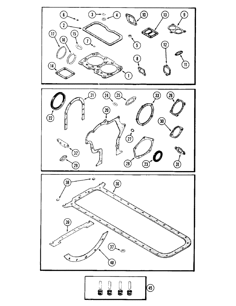 Схема запчастей Case 1187 - (052) - ENGINE GASKET KITS, 504BDT DIESEL ENGINE (01) - ENGINE