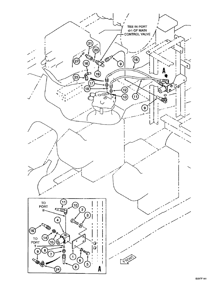 Схема запчастей Case 9010B - (8-054) - FREE SWING CIRCUIT (08) - HYDRAULICS