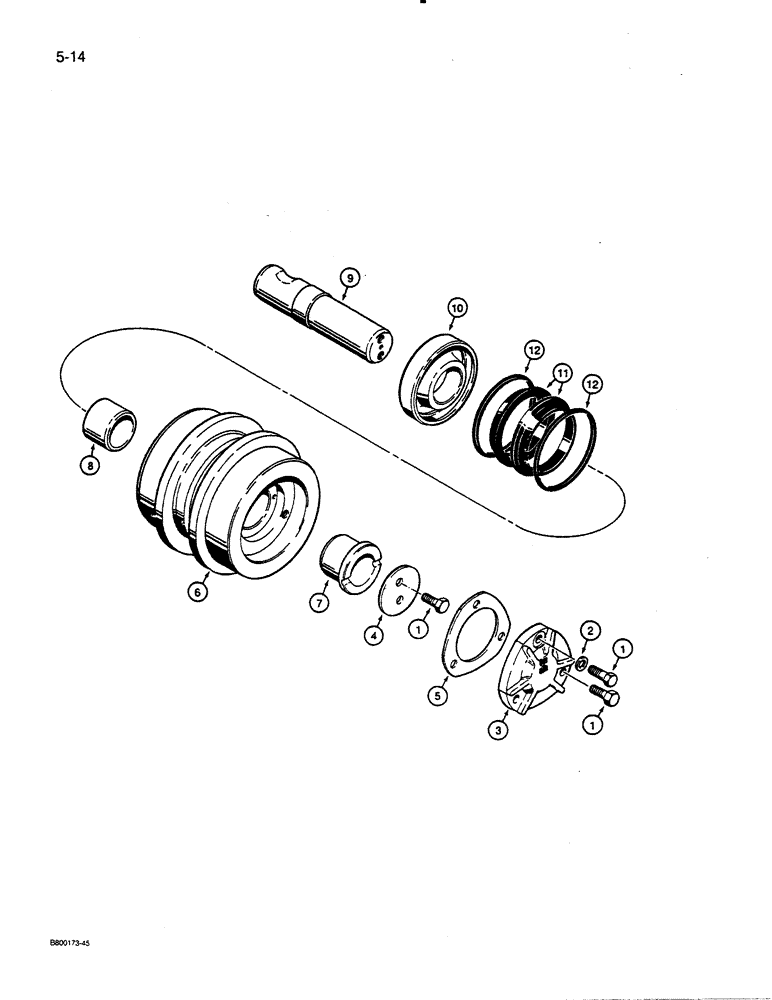 Схема запчастей Case 450C - (5-14) - R33965 TRACK CARRIER ROLLER ASSEMBLY (11) - TRACKS/STEERING