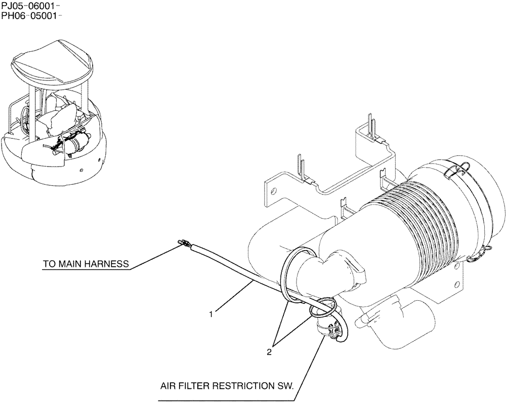 Схема запчастей Case CX50B - (01-082) - HARNESS ASSY (CLEANER AIR) (55) - ELECTRICAL SYSTEMS