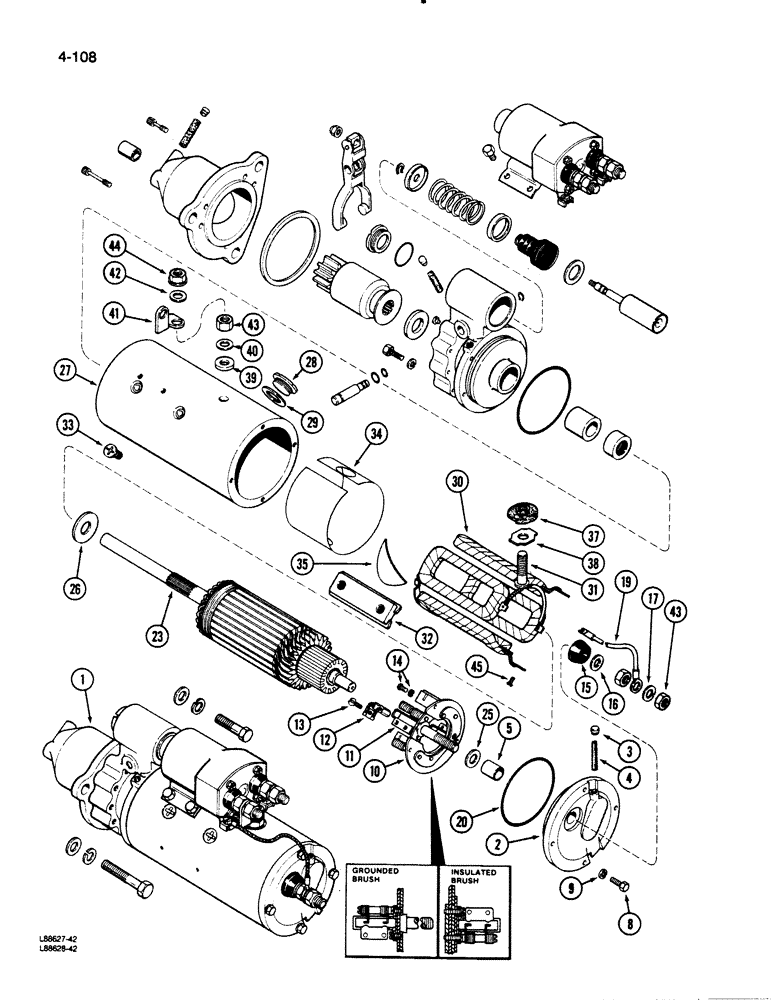 Схема запчастей Case 1450B - (4-108) - R45968 STARTER ASSEMBLY, DELCO-REMY (04) - ELECTRICAL SYSTEMS