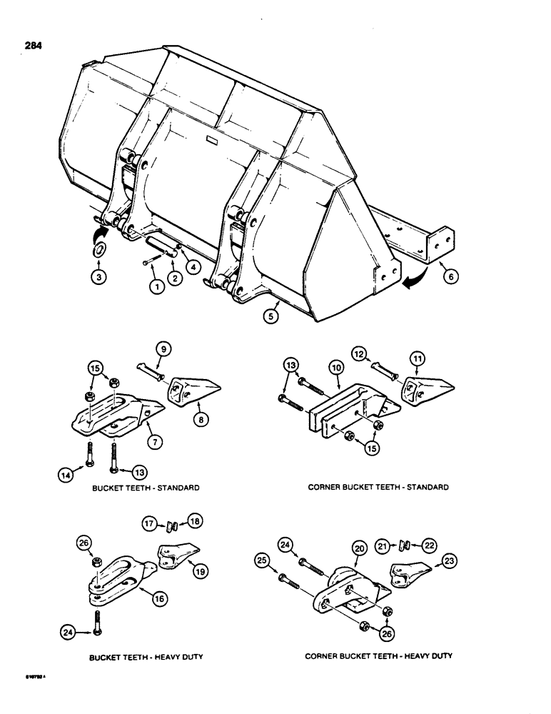 Схема запчастей Case 850C - (284) - LOADER BUCKET (05) - UPPERSTRUCTURE CHASSIS