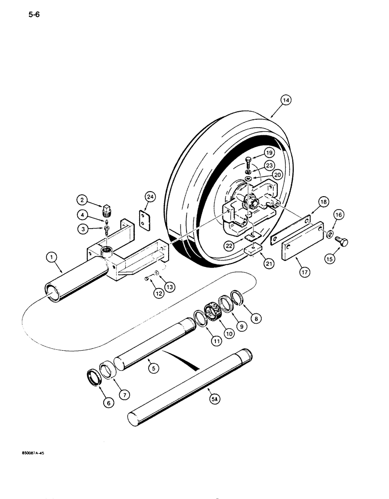 Схема запчастей Case 850D - (5-06) - TRACK ADJUSTER ASSEMBLY AND IDLER MOUNTING (11) - TRACKS/STEERING