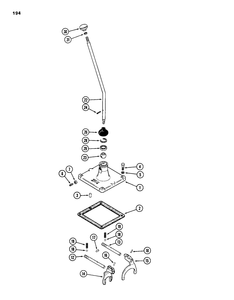 Схема запчастей Case 584D - (194) - TRANSAXLE SHIFTER MECHANISM (21) - TRANSMISSION