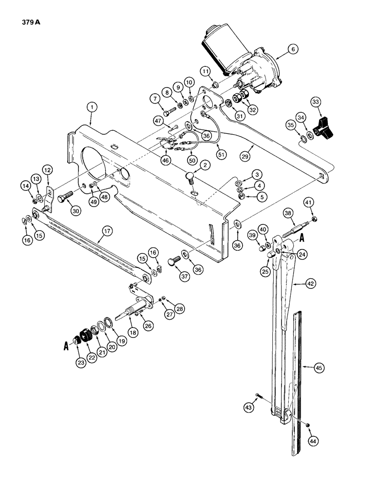 Схема запчастей Case 680H - (379A) - CAB REAR WINDSHIELD WIPER, MODELS WITH LONG POSITIONING (09) - CHASSIS/ATTACHMENTS