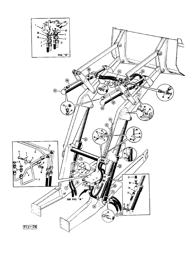 Схема запчастей Case 35 - (038) - LOADER LIFT, TILT AND HYDRA-LEVELING HYDRAULICS 