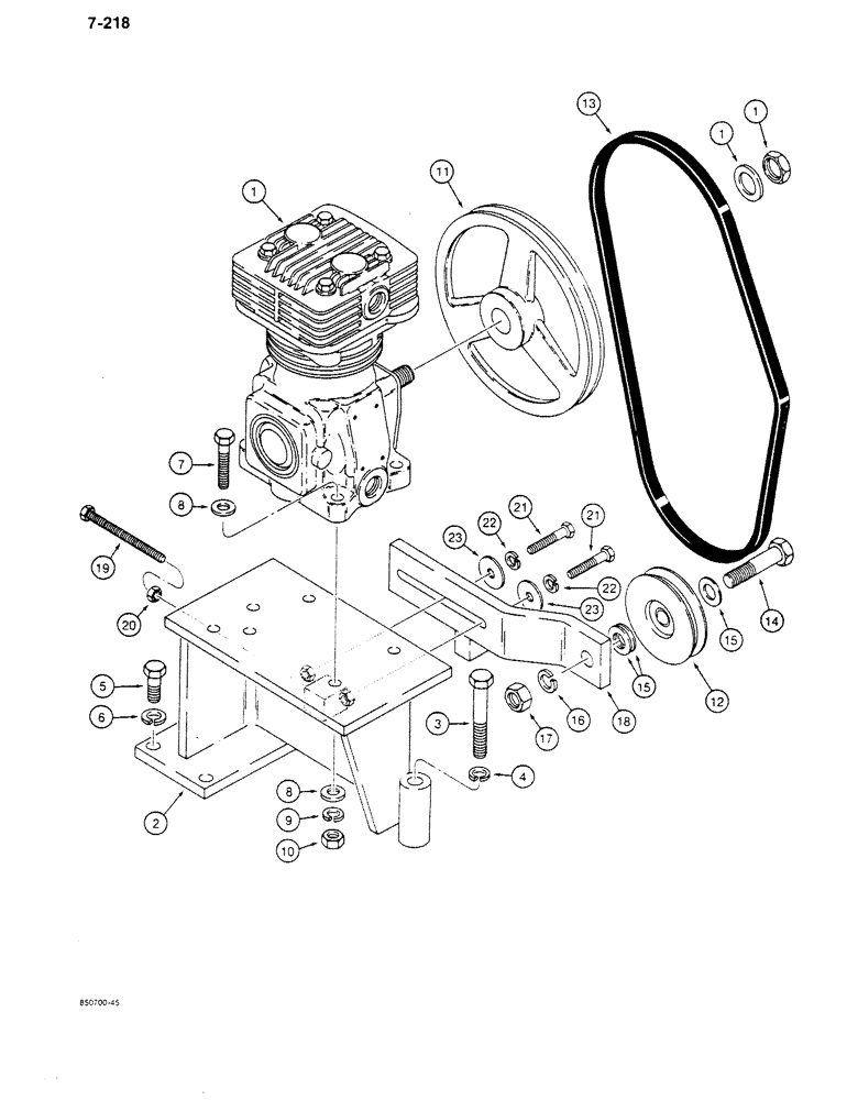 Схема запчастей Case 680K - (7-218) - BRAKE SYSTEM, AIR COMPRESSOR MOUNTING (07) - BRAKES