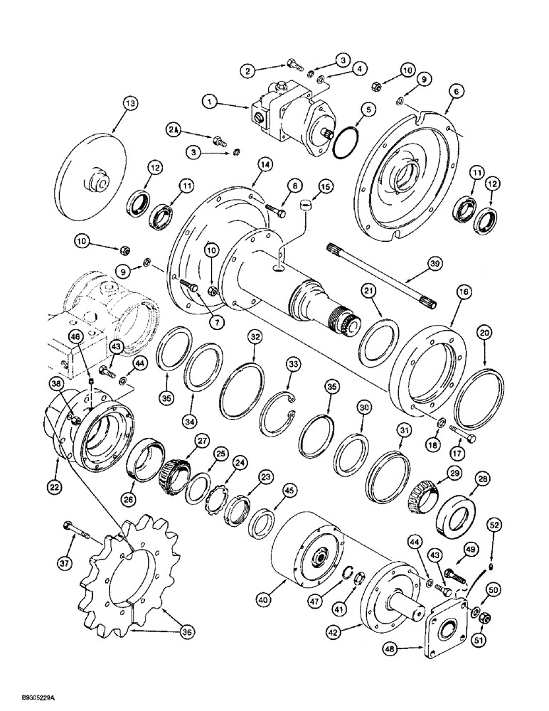 Схема запчастей Case 560 - (9-066) - TRENCHER DRIVE LINE MOUNTING, PLANETARY DRIVE TRENCHER (09) - CHASSIS/ATTACHMENTS