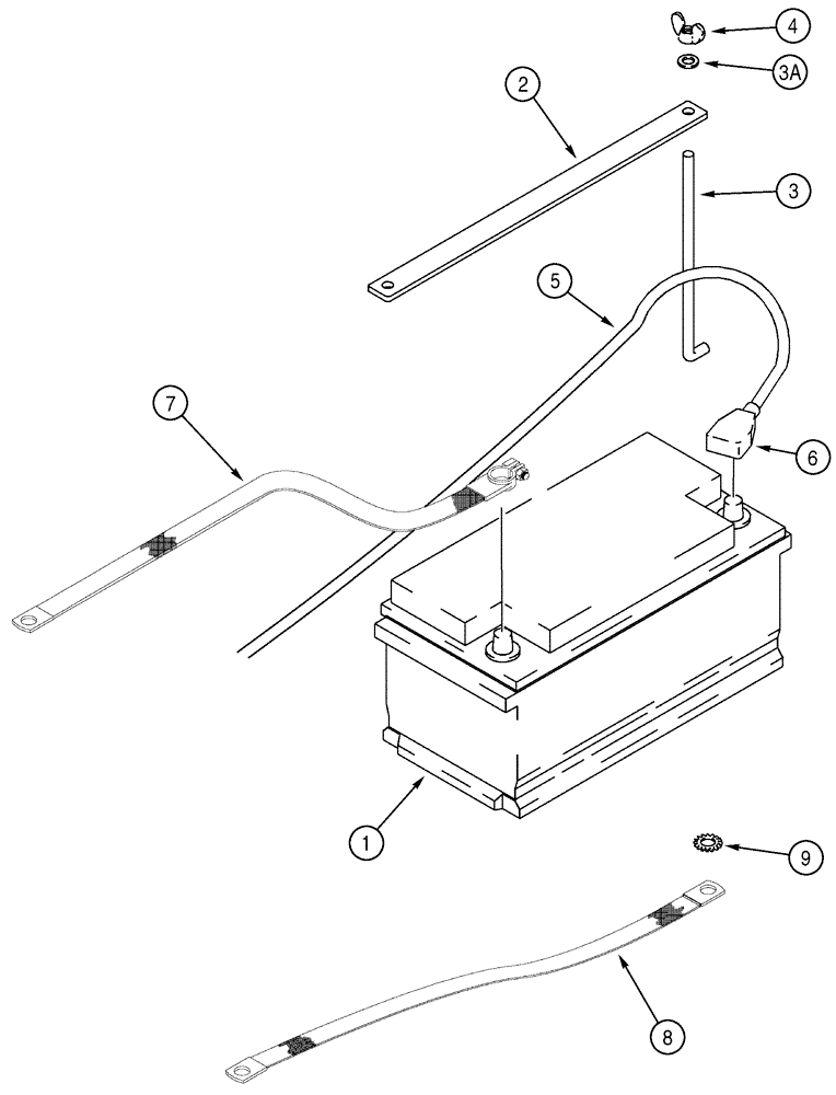 Схема запчастей Case 6010 - (04-01) - BATTERY - CABLES (55) - ELECTRICAL SYSTEMS