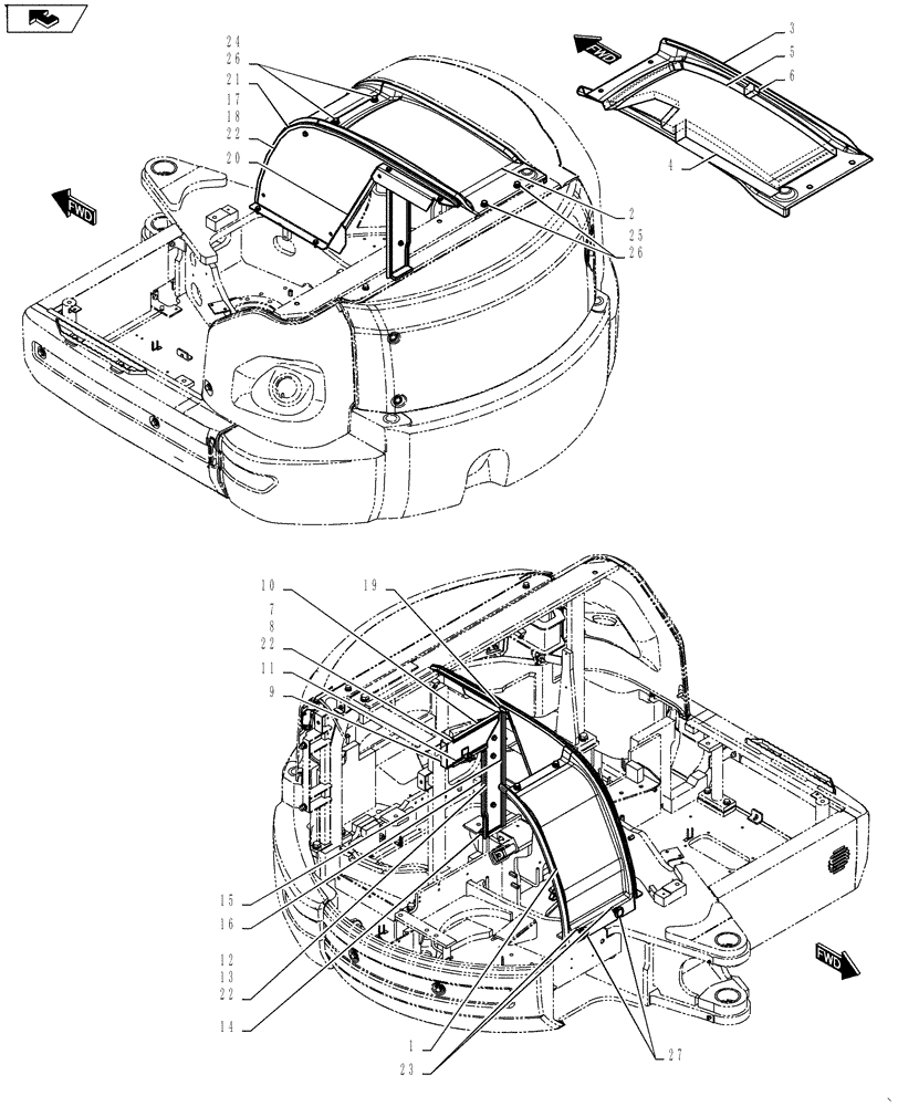 Схема запчастей Case CX55BMSR - (01-069[04]) - GUARD INSTALL (CANOPY) (90) - PLATFORM, CAB, BODYWORK AND DECALS
