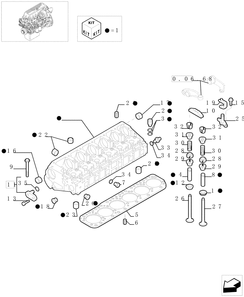 Схема запчастей Case F3AE0684G B003 - (0.06.0[01]) - CYLINDER HEAD & RELATED PARTS (500387339) 