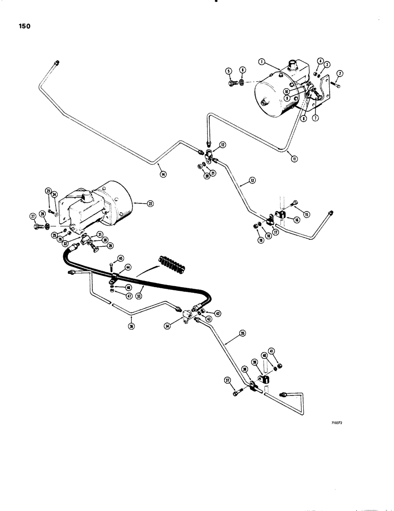 Схема запчастей Case W20 - (150) - BRAKE SYSTEM, BRAKE MASTER CYLINDERS TO WHEEL CYLINDERS (07) - BRAKES