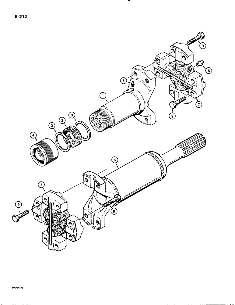 Схема запчастей Case 1450B - (6-212) - DRIVE SHAFT (06) - POWER TRAIN