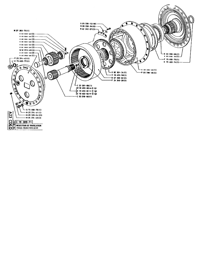 Схема запчастей Case 90BCL - (094) - TRAVEL REDUCTION GEAR (04) - UNDERCARRIAGE