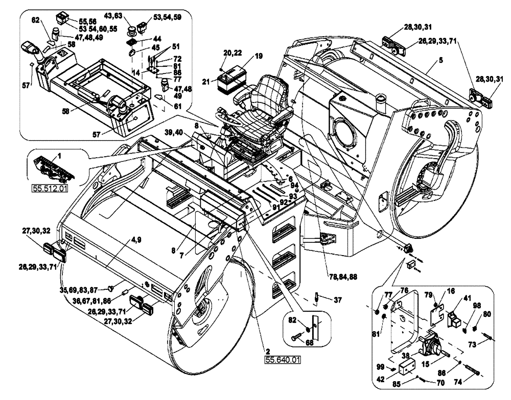 Схема запчастей Case DV213 - (55.100.01) - ELECTRICAL SYSTEM (GROUP 404-ND136172) (55) - ELECTRICAL SYSTEMS