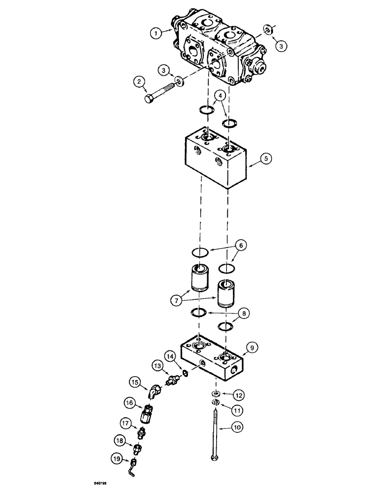 Схема запчастей Case 1187 - (198) - ROTARY CUTTER HYDRAULICS, DIVERTER VALVE ADAPTER BLOCKS AND RELATED PARTS (07) - HYDRAULIC SYSTEM