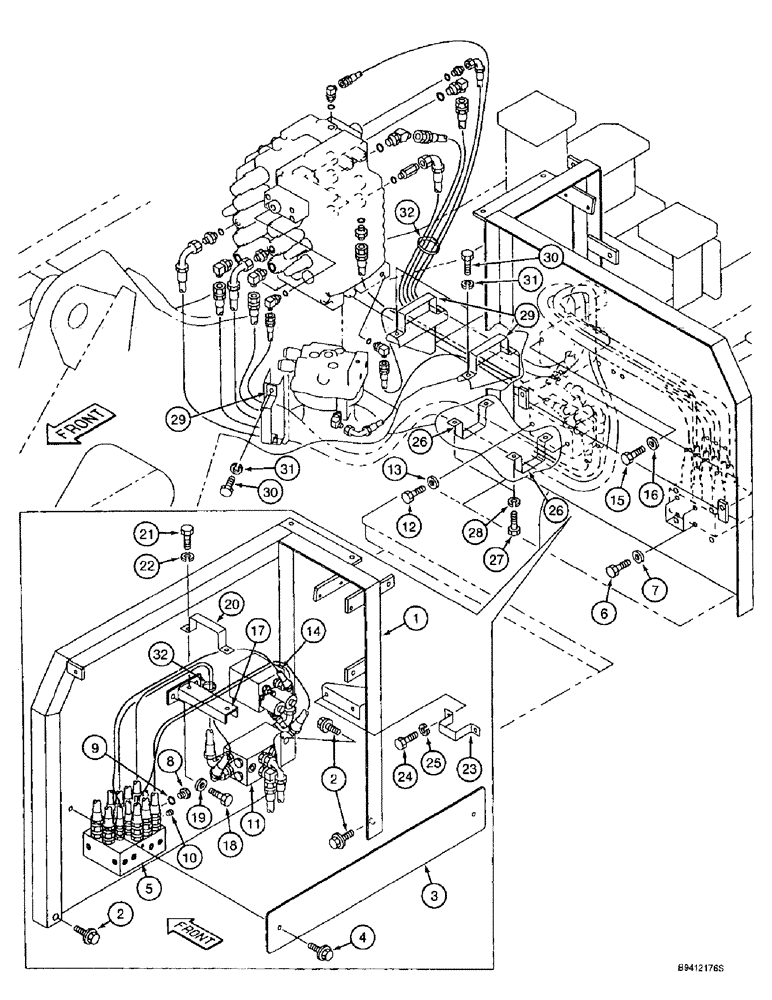 Схема запчастей Case 9010B - (8-024) - CONTROL COMPONENT MOUNTING AND HOSE SUPPORTS (08) - HYDRAULICS