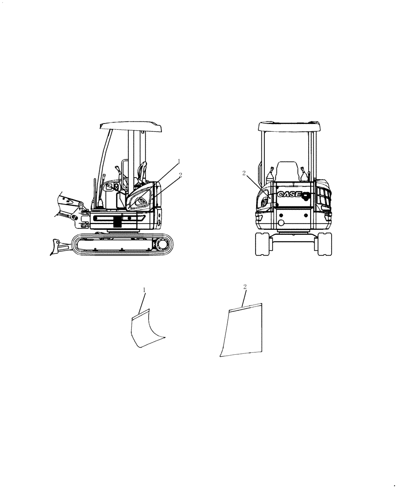 Схема запчастей Case CX20B - (958-18[1]) - DECALS - CANOPY (90) - PLATFORM, CAB, BODYWORK AND DECALS