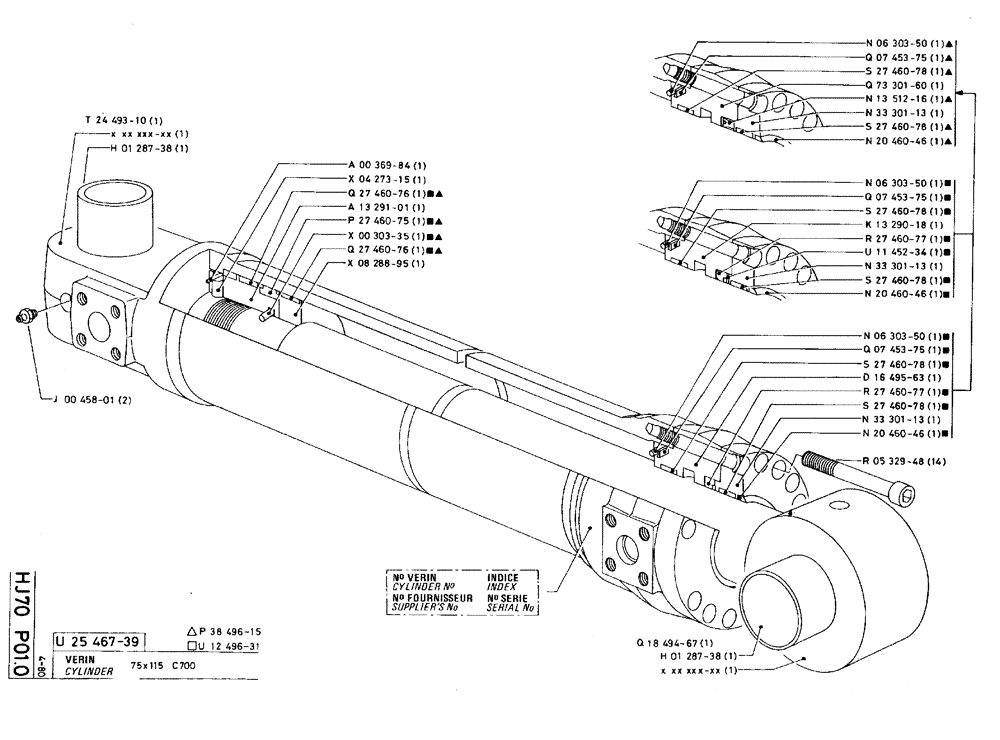 Схема запчастей Case 75C - (HJ070 P01.0) - CYLINDER - 75 X 115 C700 (07) - HYDRAULIC SYSTEM