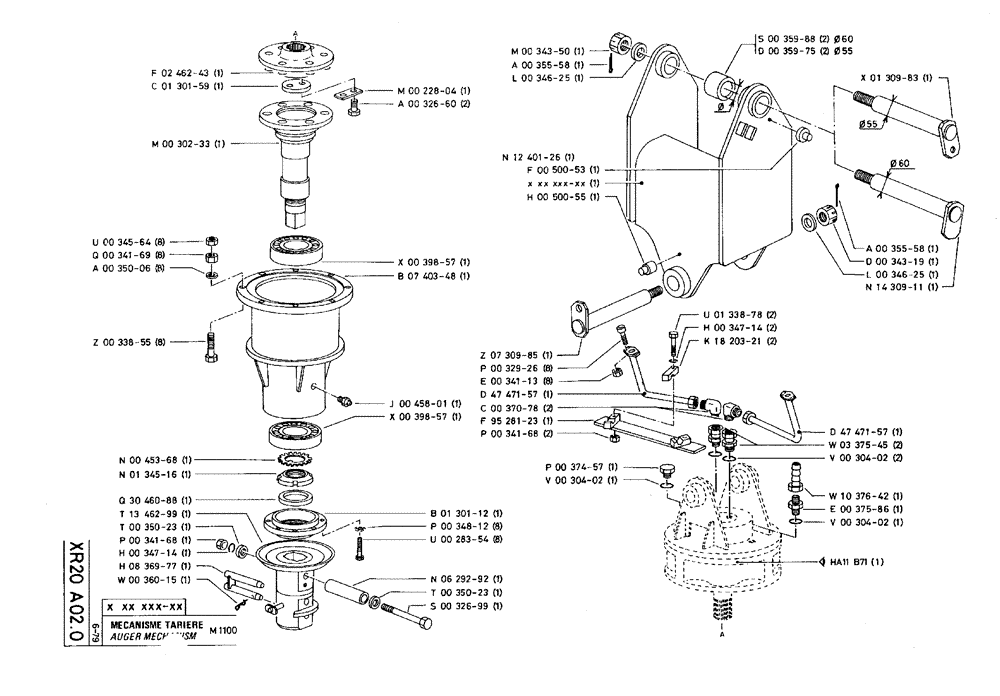 Схема запчастей Case 75C - (XR20 A02.0) - AUGER MECHANISM - M1100 (18) - ATTACHMENT ACCESSORIES